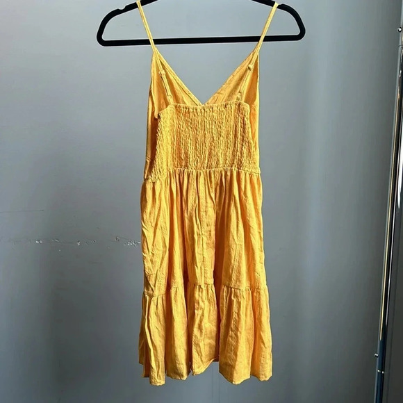 SHEIN Sundress Yellow Gold | V Neck Sundress | Yellow Sundress | Gold Sundress - Picture 4 of 9